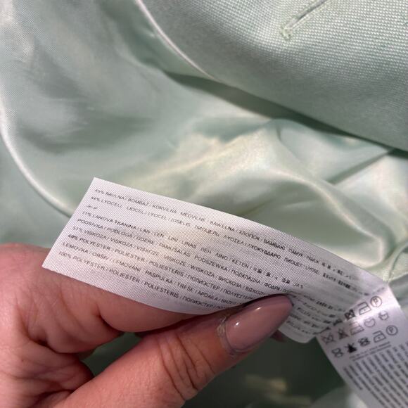 NWT Mango Mint Green Linen Cropped Sevilla Blazer Sz Large - Picture 8 of 13